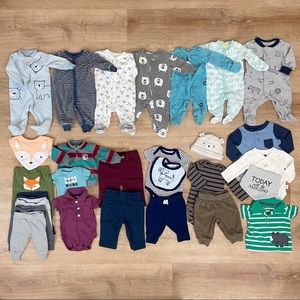 Newborn to 3 Month Baby Boy Clothes Lot